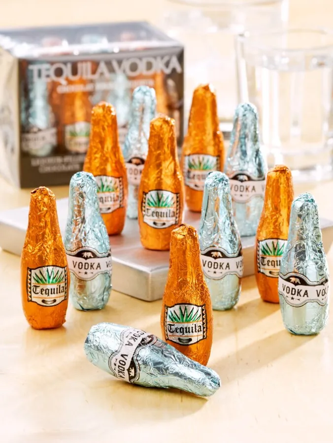 Tequila and Vodka Filled Chocolate Bottles