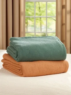 Textured Woven Cotton Blanket or Throw