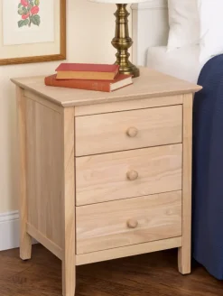 Three Drawer Wood Nightstand