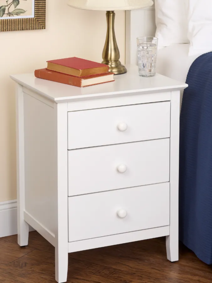Three Drawer Wood Nightstand