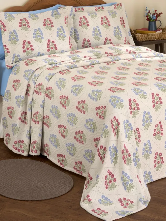 Timeless Bouquets Cotton Bedspread or Pillow Sham
