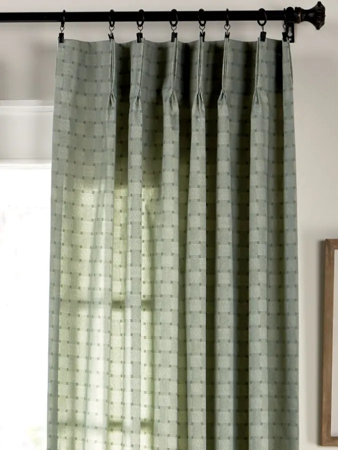 Tonal Check Lined 72 Inch Pinch Pleat Curtains