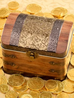 Treasure Chest Tin With Milk Chocolate Gold Foiled Coins