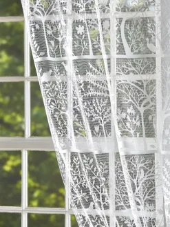 Tree of Life Lace Rod Pocket Curtain Panel