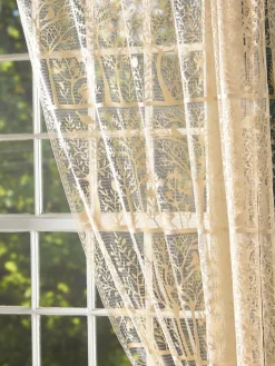 Tree of Life Lace Rod Pocket Curtain Panel