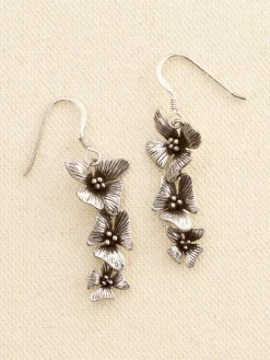Triple Flower Drop Earrings