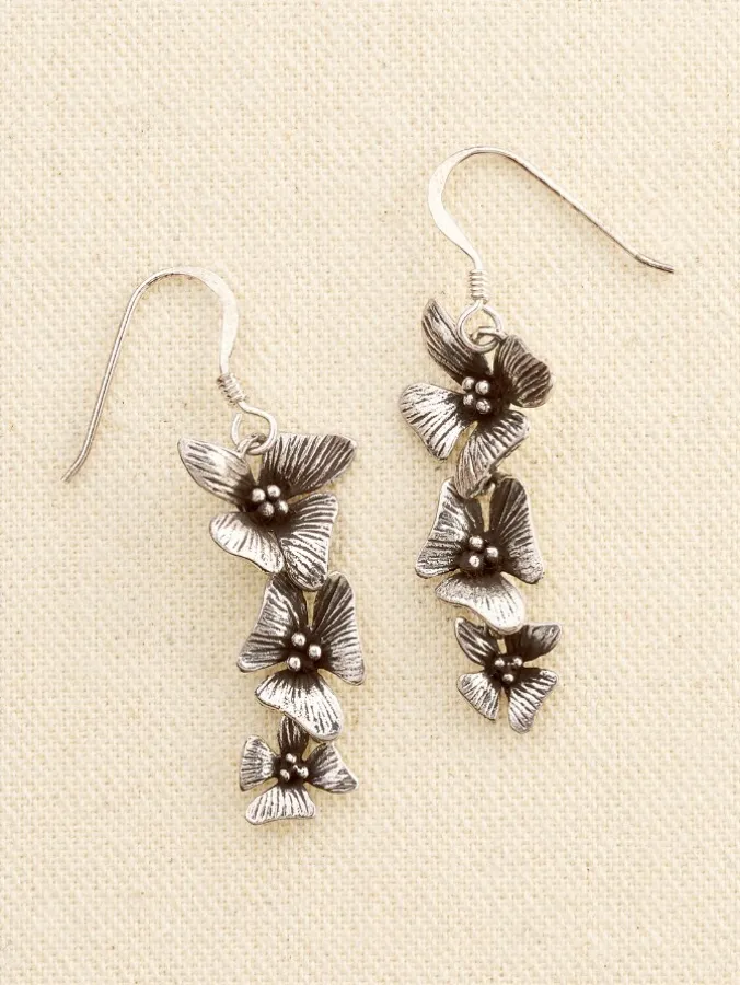 Triple Flower Drop Earrings