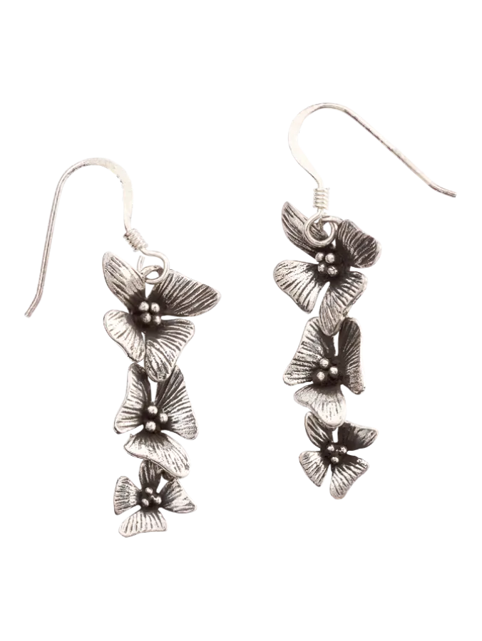 Triple Flower Drop Earrings