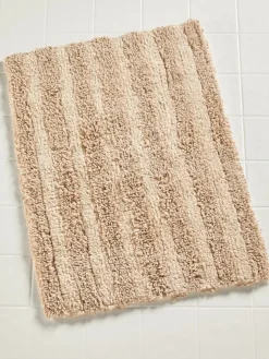 Tufted Stripe Reversible Cotton Bath Rug, In 3 Sizes