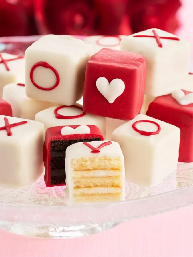 Valentine's Day Petit Fours, 12 Mini Layer Cakes