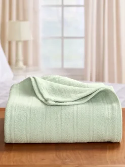 Vellux Cotton Textured Chevron-Weave Blanket