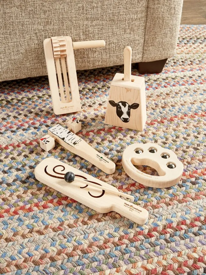 Vermont-Made Hardwood Maple Noisemakers, Set of 5