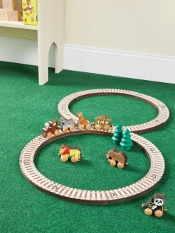 Vermont-Made Hardwood Maple Safari Wooden Train Set