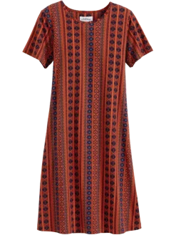 Vertical-Print Cotton Knit Dress