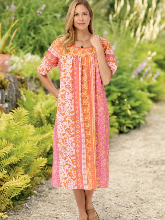 Vertical-Print Cotton Muumuu