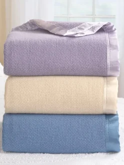 Washable Merino Wool Lightweight Basketweave Blanket