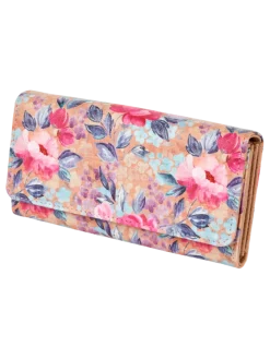 Watercolor Floral RFID-Blocking Clutch Wallet