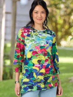 Watercolor Lilies Floral Cotton Tunic