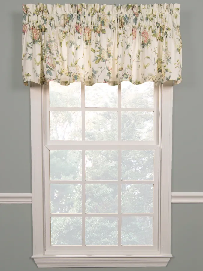 Whispering Hydrangea Rod Pocket Tailored Valance