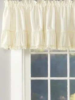 Wide Ruffles Lace Trim Rod Pocket Tailored Valance