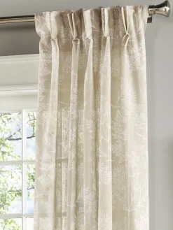 Wildflower Meadow Semi-Sheer Pinch Pleat Curtains With Back Tabs