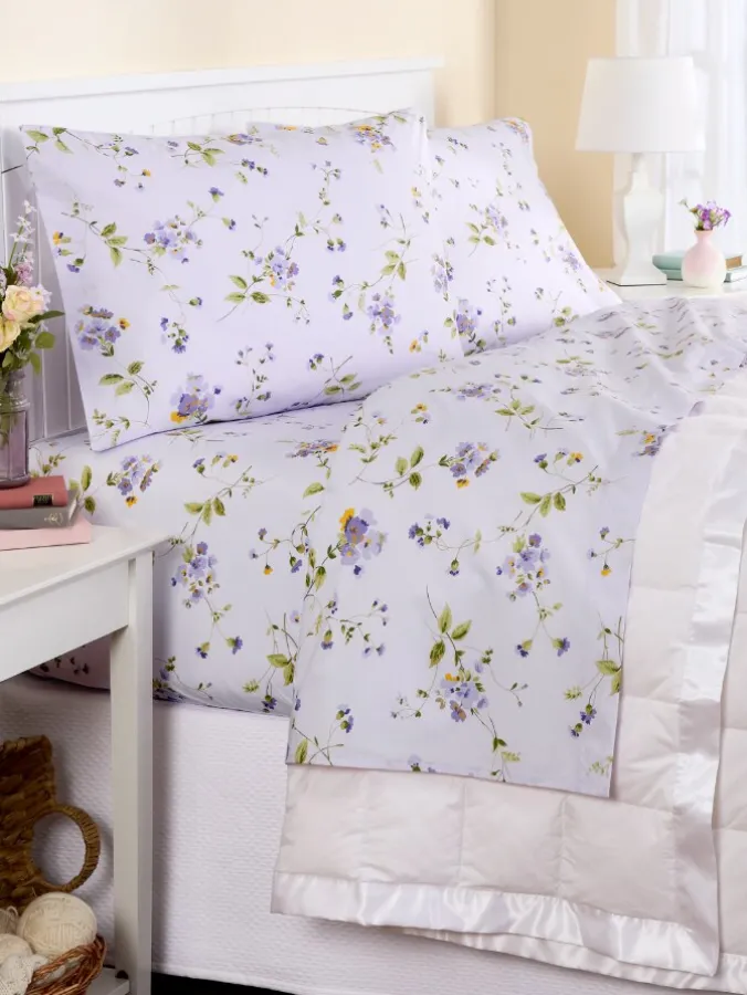 Wildflower Portuguese Cotton Percale Sheet Set