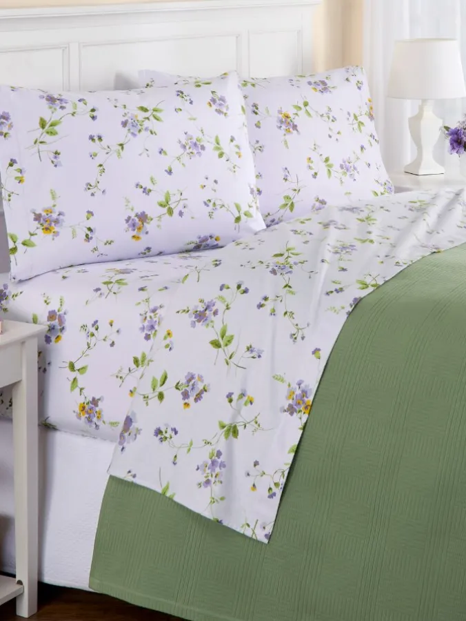 Wildflower Portuguese Cotton Flannel Sheet Set