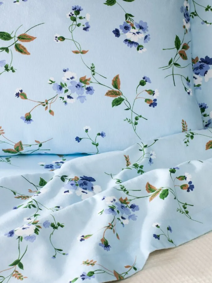 Wildflower Portuguese Cotton Flannel Sheet Set