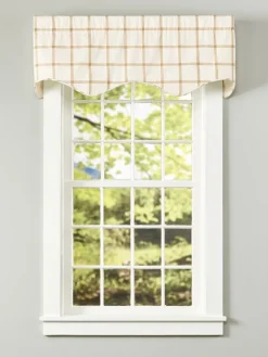 Windowpane Rod Pocket Plaid Print Scalloped Valance