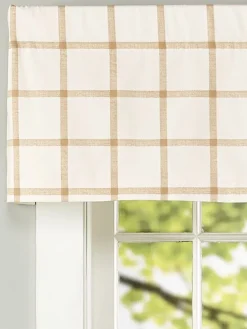 Windowpane Rod Pocket Plaid Print Tailored Valance