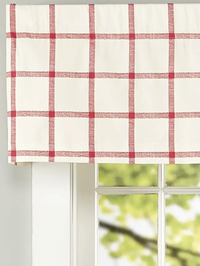 Windowpane Rod Pocket Plaid Print Tailored Valance