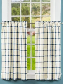Windowpane Rod Pocket Tier Plaid Print Curtains
