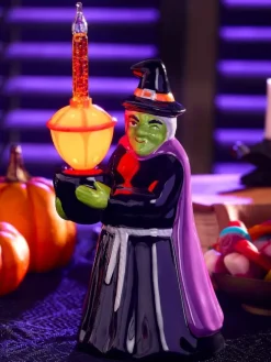 Winking Witch Ceramic Halloween Bubble-Light Figurine