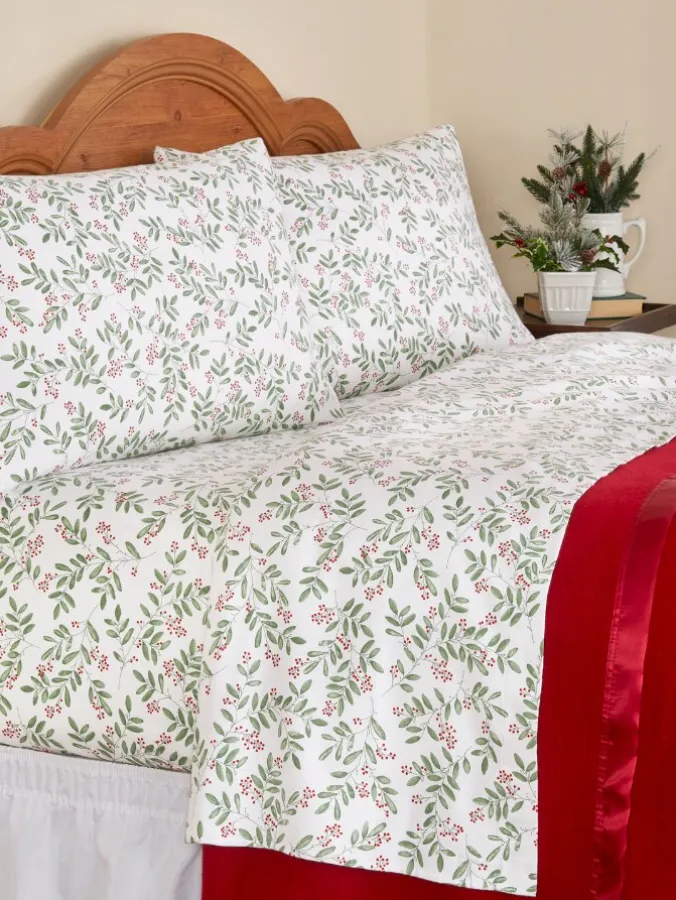 Winter Berries Portuguese Cotton Flannel Sheet Set