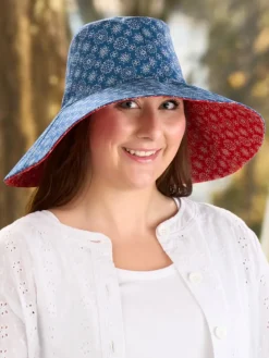 Women's Americana Bandana Print Wide Brim Sun Hat