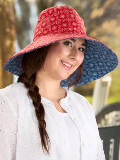 Women's Americana Bandana Print Wide Brim Sun Hat