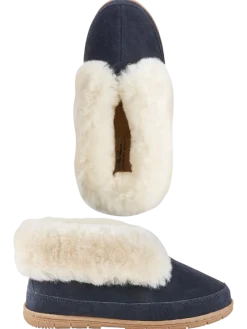 Women's Australian Shearling Cuffed Bootie Slippers