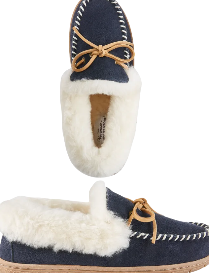 Women's Australian Shearling Moccasin Slippers With Laces