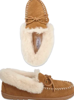 Women's Australian Shearling Moccasin Slippers With Laces