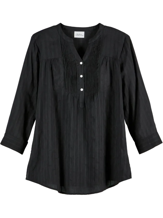 Women's Black Perfect Pintuck Cotton Tunic