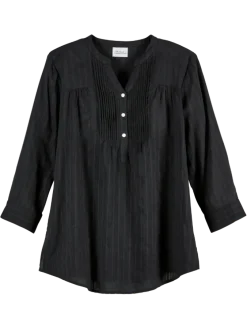 Women's Black Perfect Pintuck Cotton Tunic