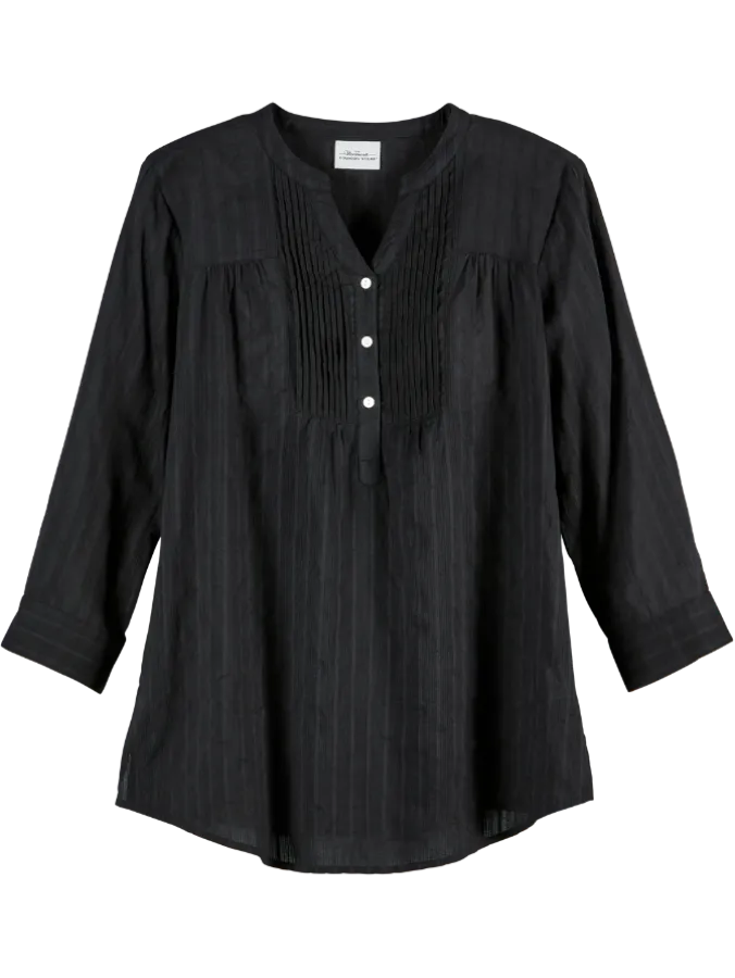 Women's Black Perfect Pintuck Cotton Tunic