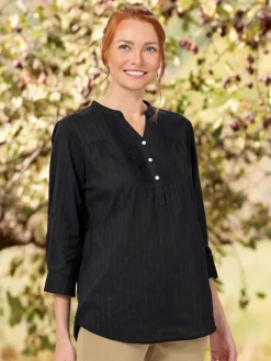 Women's Black Perfect Pintuck Cotton Tunic