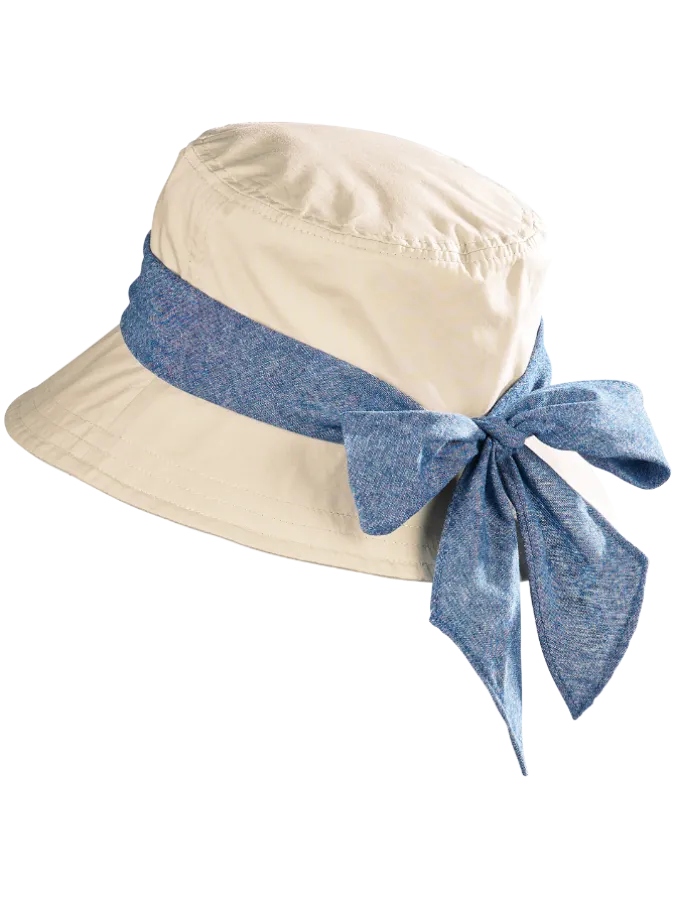 Women's Bucket Hat With Chambray Bow