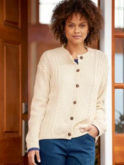 Women's Cable-Knit Cotton Cardigan Sweater
