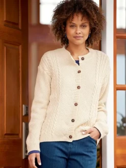 Women's Cable-Knit Cotton Cardigan Sweater