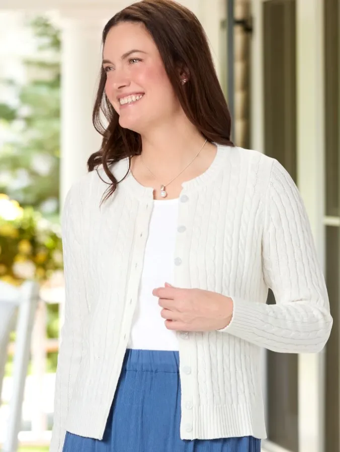 Women's Cable-Knit Cotton Cardigan