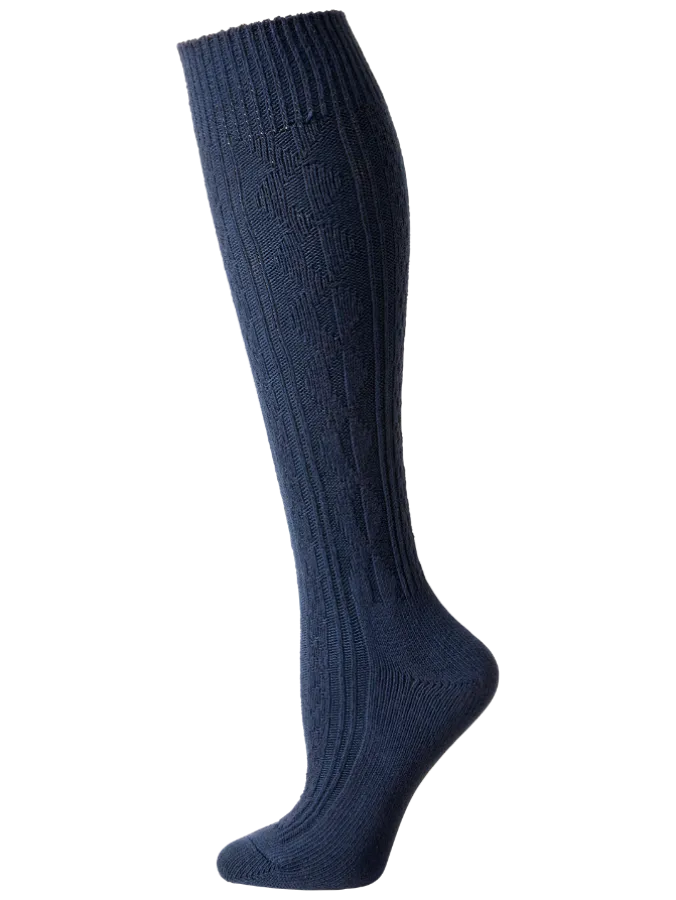 Women's Cable-Knit Cotton Knee Socks