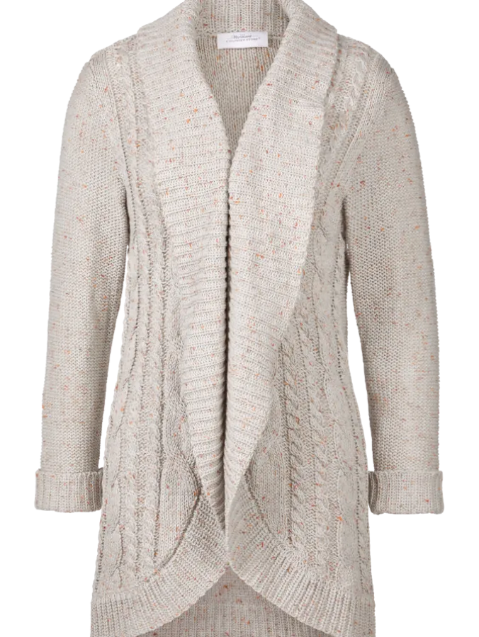 Women's Cable-Knit Open Cardigan With Shawl Collar