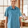Women's Classic Short-Sleeve Chambray Shirt